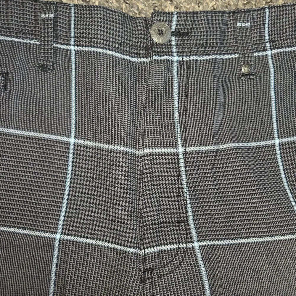 Vans Mens Grey Teal Windowpane Houndstooth Plaid Skater Walk Shorts Size 36